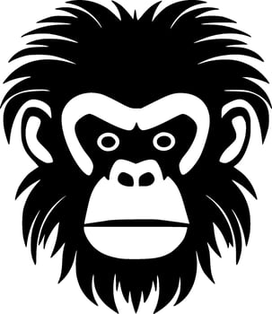 Monkey - Black and White Isolated Icon - Vector illustration