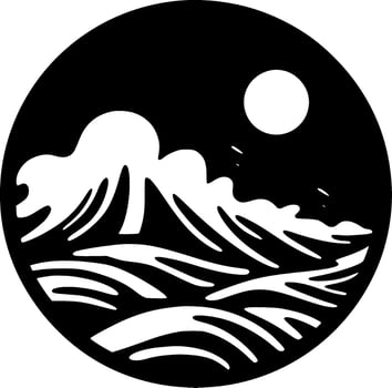 Ocean - Black and White Isolated Icon - Vector illustration