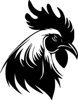 Rooster - Black and White Isolated Icon - Vector illustration