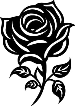 Rose, Black and White Vector illustration