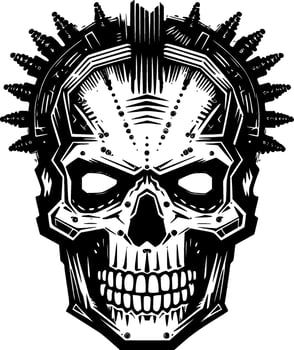 Skull, Black and White Vector illustration