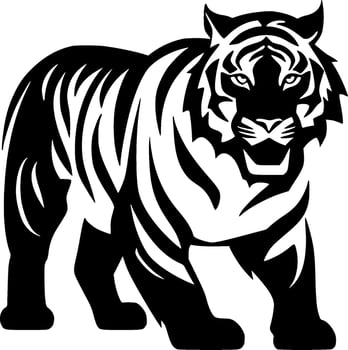 Tiger, Black and White Vector illustration