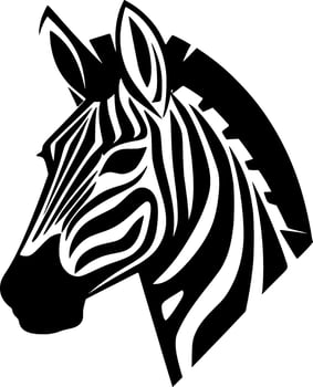Zebra, Black and White Vector illustration