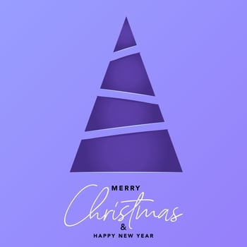 Merry Christmas greeting card with christmas tree. Paper cut effect. flat illustration vector