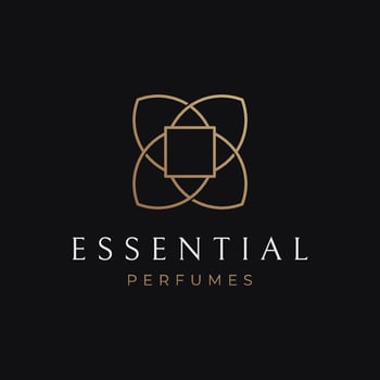 Luxury essence fragrance perfume logo template design isolated background. vector