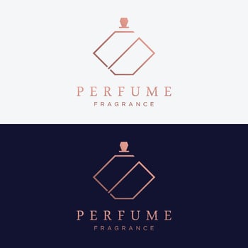 Luxury essence fragrance perfume logo template design isolated background. vector