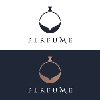 Luxury essence fragrance perfume logo template design isolated background. vector