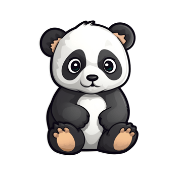 Cartoon Style Cute Panda Baby Panda No Background Perfect for Print on Demand Merchandise AI Generative png