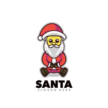 Cute santa claus cartoon logo vector