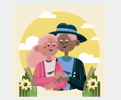 Older People Enjoying Beautiful Day Illustration vector
