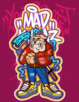 Graffiti cartoon illustrations in vibrant colors. Street art hip-hop graffiti character design in vector illustrations.