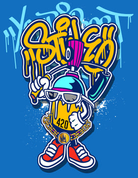 Graffiti cartoon illustrations in vibrant colors. Street art hip-hop graffiti character design in vector illustrations.