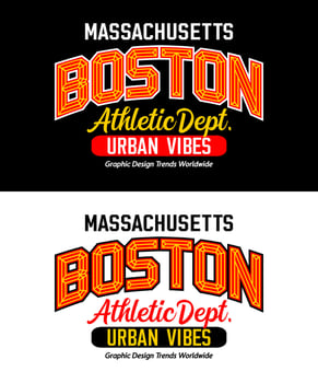 Boston Massachusetts shadow line urban sports typeface, for print on t shirts etc. vector