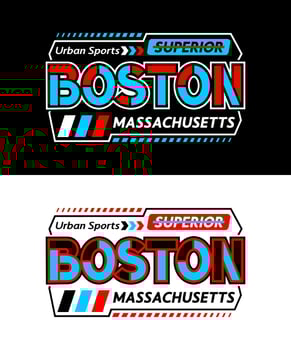 Boston Massachusetts city racing typeface, for print on t shirts etc. vector