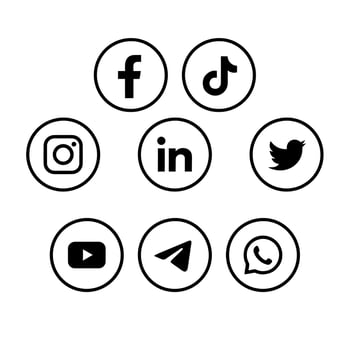 social media for facebook, linkedin, youtube, twitter, instagram, tiktok vector
