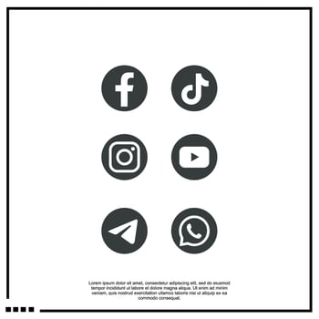 logo social media facebook, tiktok, youtube, telegram, whatapps vector