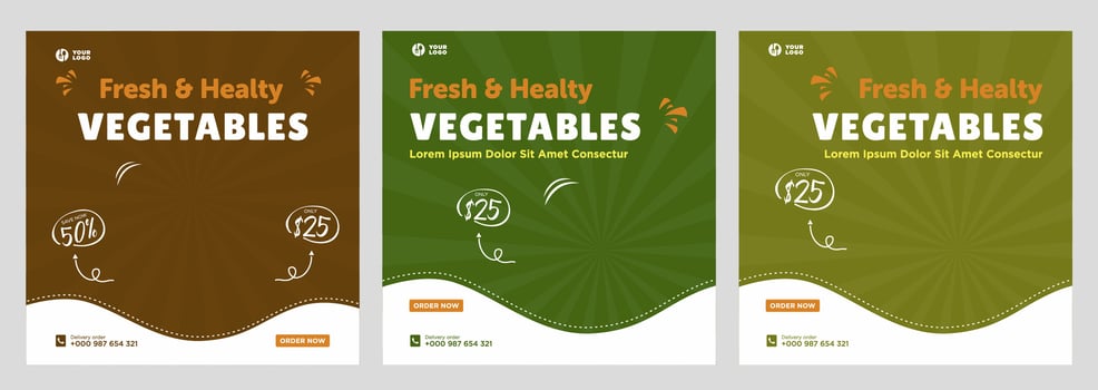 Vegetables social media promotion banner and social media design template vector