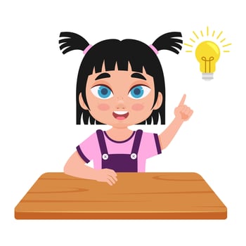 Illustration of a cute girl who has an idea vector