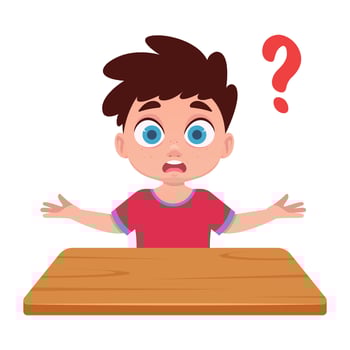 Boy asks a question, doesn't know the answer vector