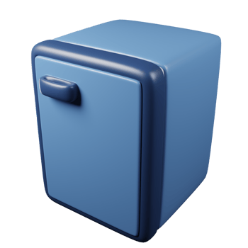 Fridge 3d render on transparent background. png