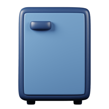 Fridge 3d render on transparent background. png