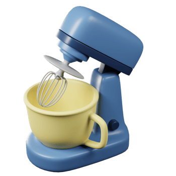 Food mixer 3d render on transparent background. png
