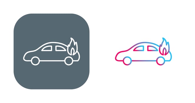 Unique Car on Fire Vector Icon