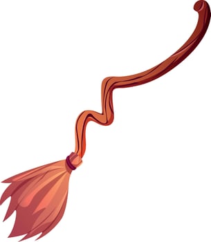Halloween witch's broom cartoon vector illustration. Broomstick icon. Magic wizard. Magic broomsticks for Halloween decoration or witchcraft game.