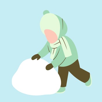 Little Boy Playing Snowman vector