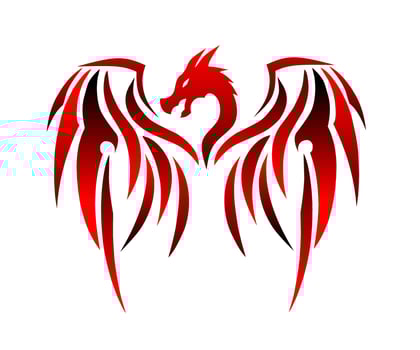 graphic vector illustration of tribal art tattoo logo symbol of a dragon with two wings