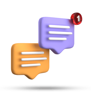 3d rendering of speech bubble with notification icons, 3D pastel yellow blue chat icon set. Set of 3d speak bubble. png