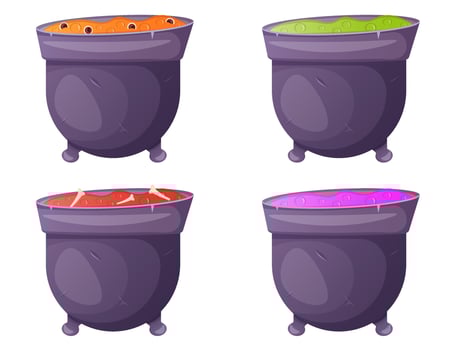 Witch pot with magic potion collection vector