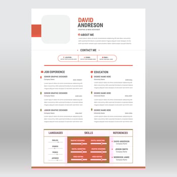 Clean and modern resume portfolio or CV template vector