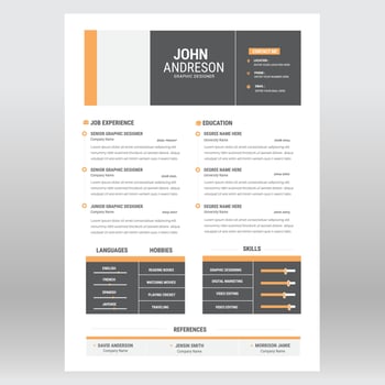 Clean and modern resume portfolio or CV template vector