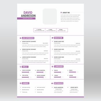 Clean and modern resume portfolio or CV template vector