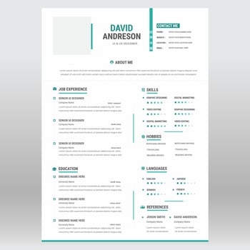 Clean and modern resume portfolio or CV template vector