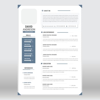 Clean and modern resume portfolio or CV template vector