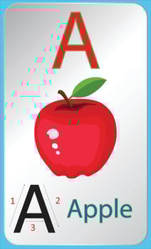 A letter for apple with tracing guide vector