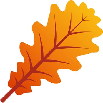 Oak leaf vector icon for autumn celebration. Fall season oak leaf icon for cozy or hygge design graphic. Autumn leaf vector for symbol, sign, decoration or graphic resource. Mid autumn festival