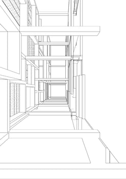 3D illustration of building structure vector