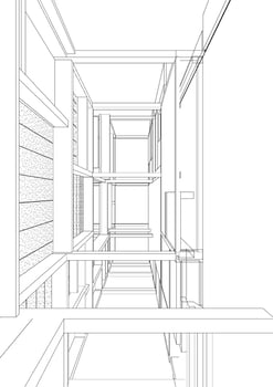 3D illustration of building structure vector