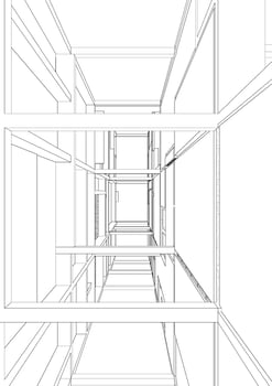 3D illustration of building structure vector