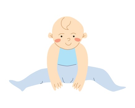 Cartoon little boy sitting on the twine vector