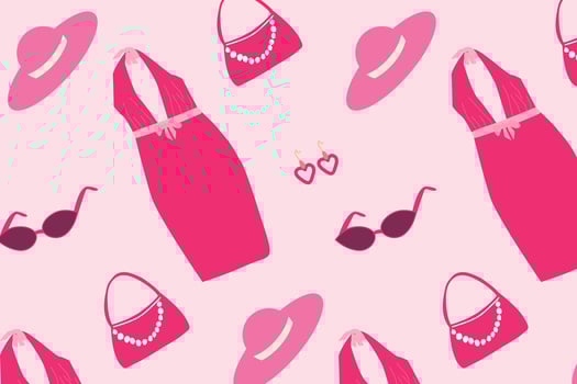 cute pink aestetick pattern with a fashion clothes vector