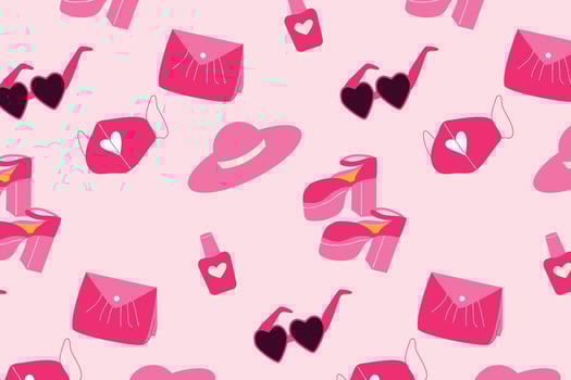 cute pink background with accesories of pink doll vector