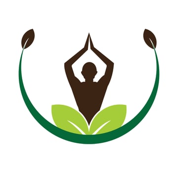 Yoga logo design stock. human meditation in lotus flower vector illustration