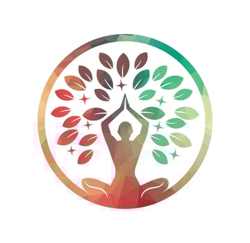 Yoga logo design stock. human meditation in lotus flower vector illustration