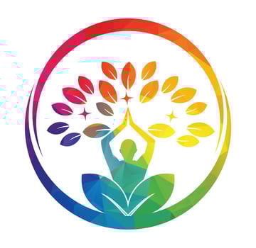 Yoga logo design stock. human meditation in lotus flower vector illustration