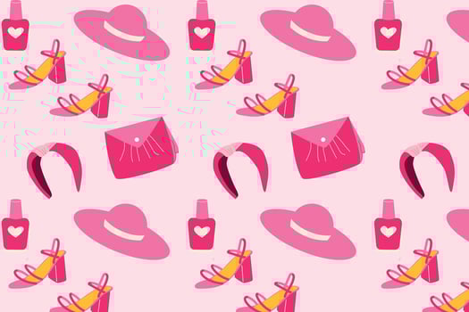 cute pink aestetick pattern with fashion accesory vector