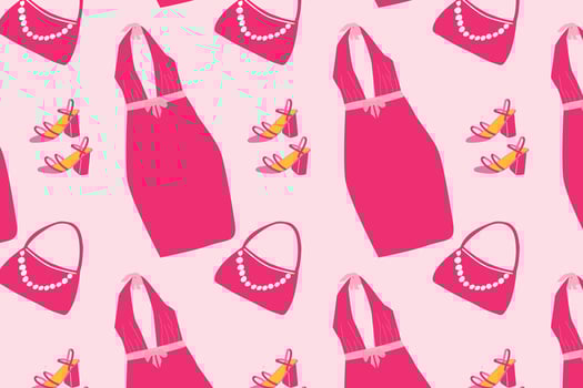 pink accessories and dresses on pink background vector